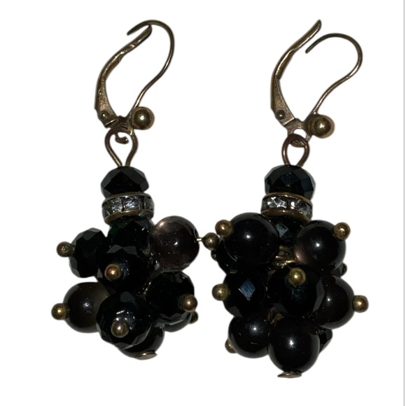 White House Black Market Black and Gold Cluster Earrings - Picture 1 of 3